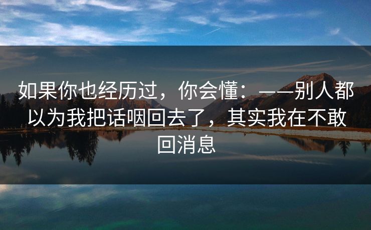 如果你也经历过,你会懂:——别人都以为我把话咽回去了,其实我在不敢回消息