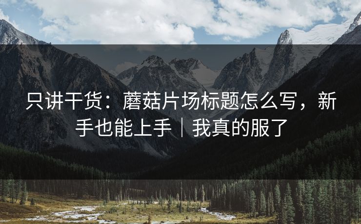 只讲干货：蘑菇片场标题怎么写，新手也能上手｜我真的服了