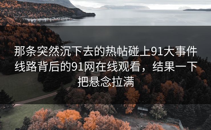 那条突然沉下去的热帖碰上91大事件线路背后的91网在线观看，结果一下把悬念拉满